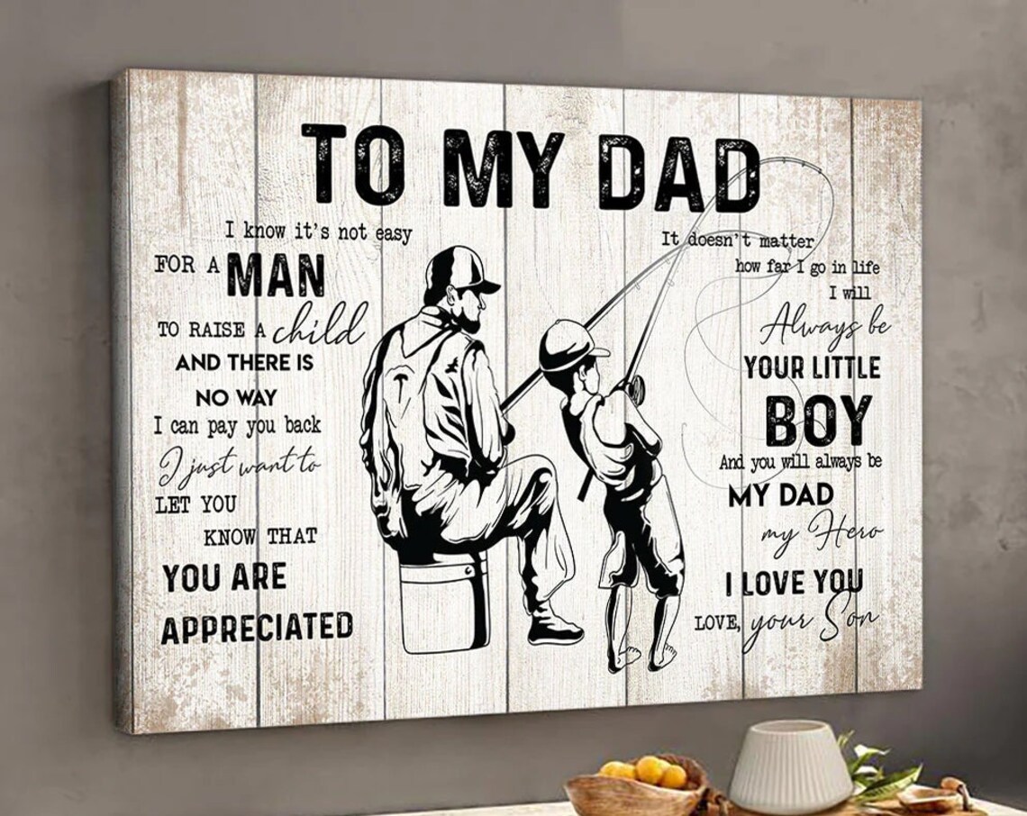 To My Dad Fishing Father and Son Heartfelt Letter Poster Art