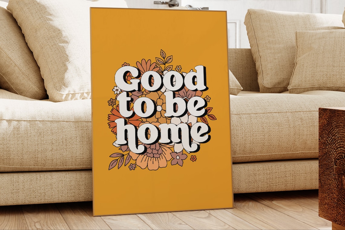 Home Quote Flower Art Print, Colorful Wall Decor