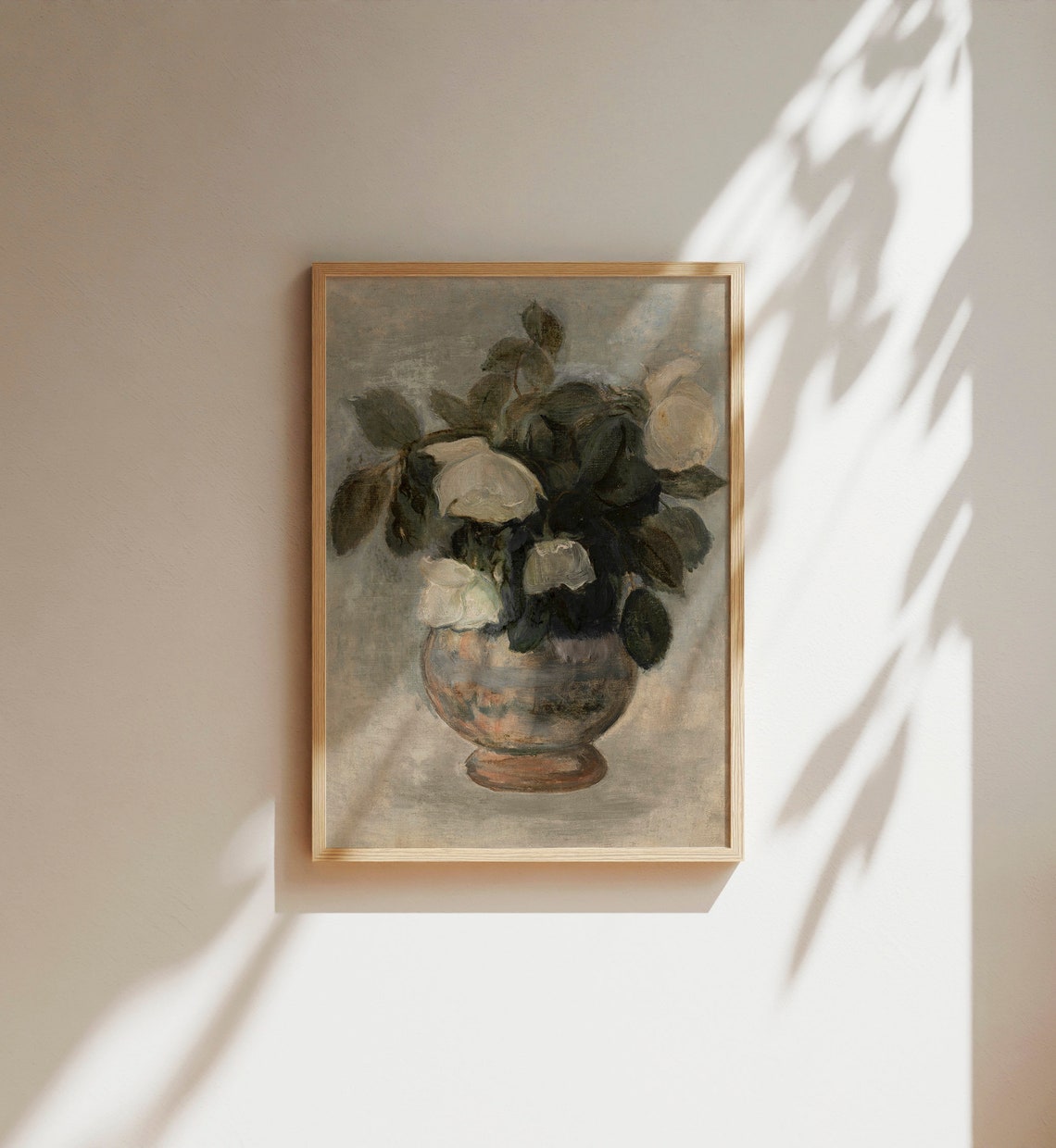 Vintage Still Life Painting Art Roses Painting Vintage Flower Vase Painting Antique Farmhouse Decor - Image 3