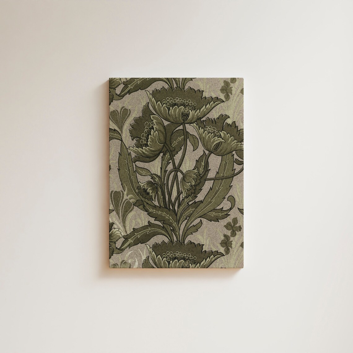 Vintage Olive Green Floral Tapestry Art Print - Image 2