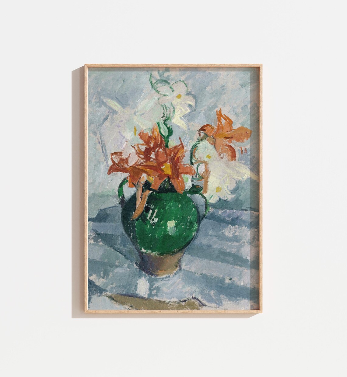 Vintage Floral Vase Oil Painting, Flower Still Life