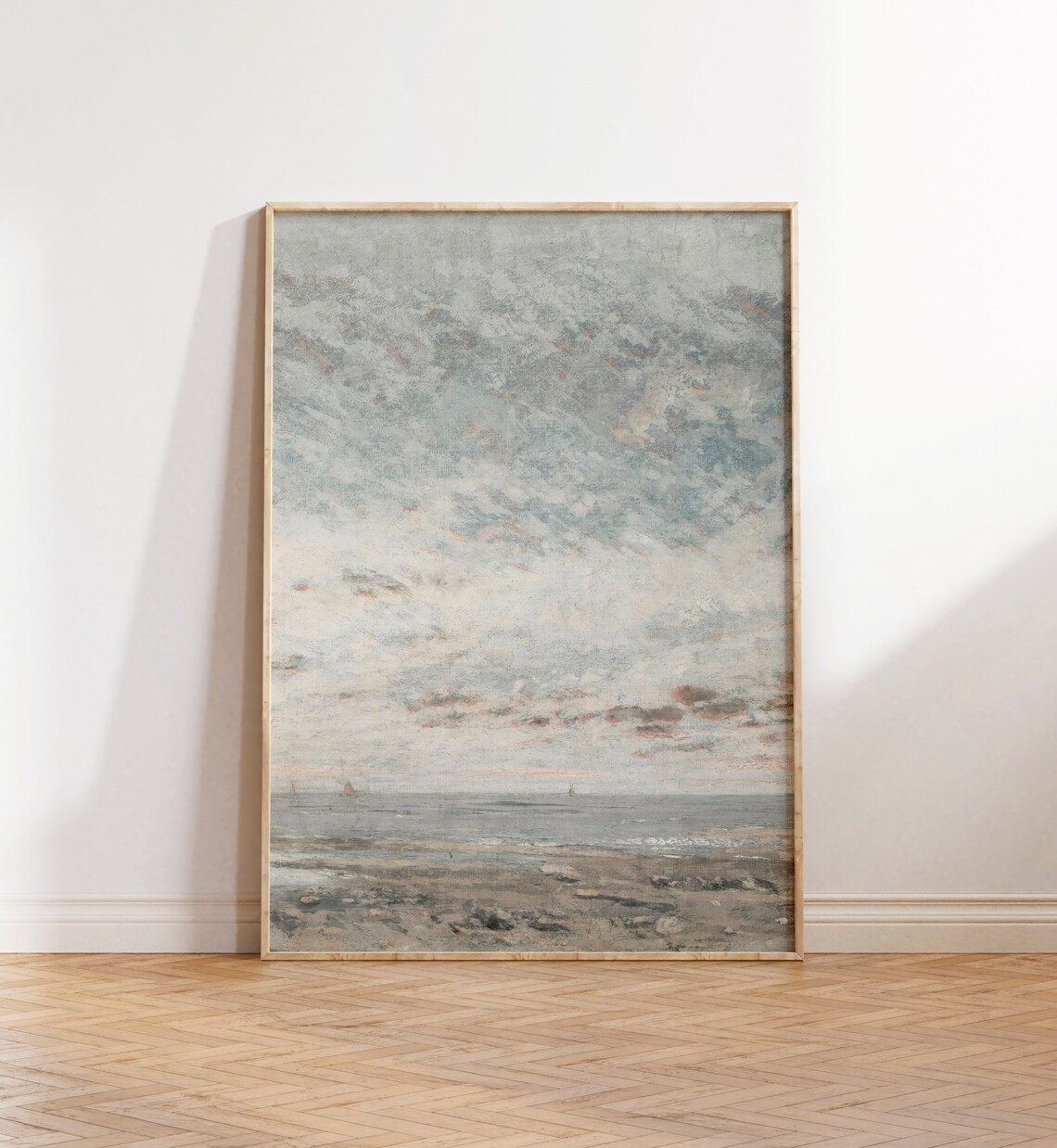 Vintage Muted Coastal Beach Landscape Art Print - Image 5