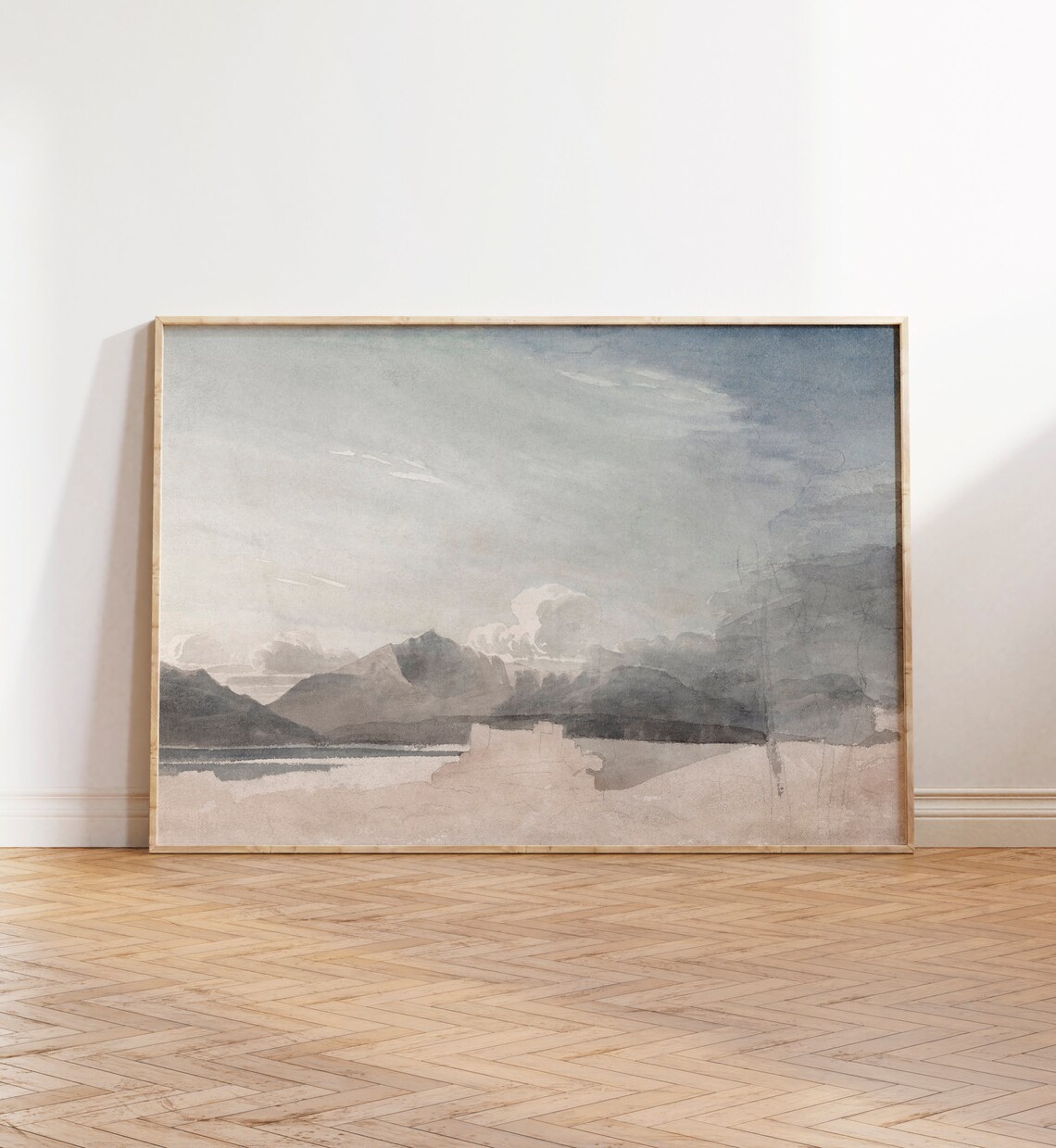Muted Landscape Cloud Painting, Antique Neutral Art Print - Image 4