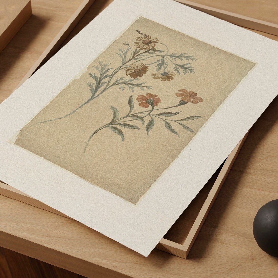 Vintage Neutral Cream Botanical Sketch Print - Image 3