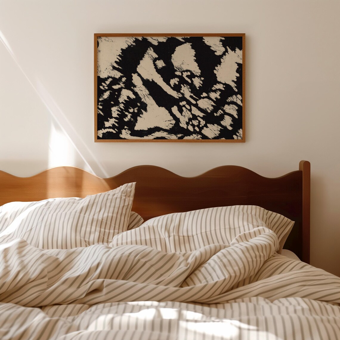Vintage Black And Beige Abstract Brushstroke Japandi Style Wall Art - Image 4