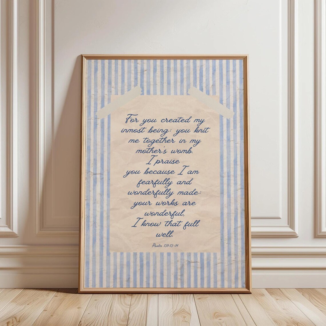 Psalm 139 Fearfully and Wonderfully Made Bible Verse Striped Wall Art