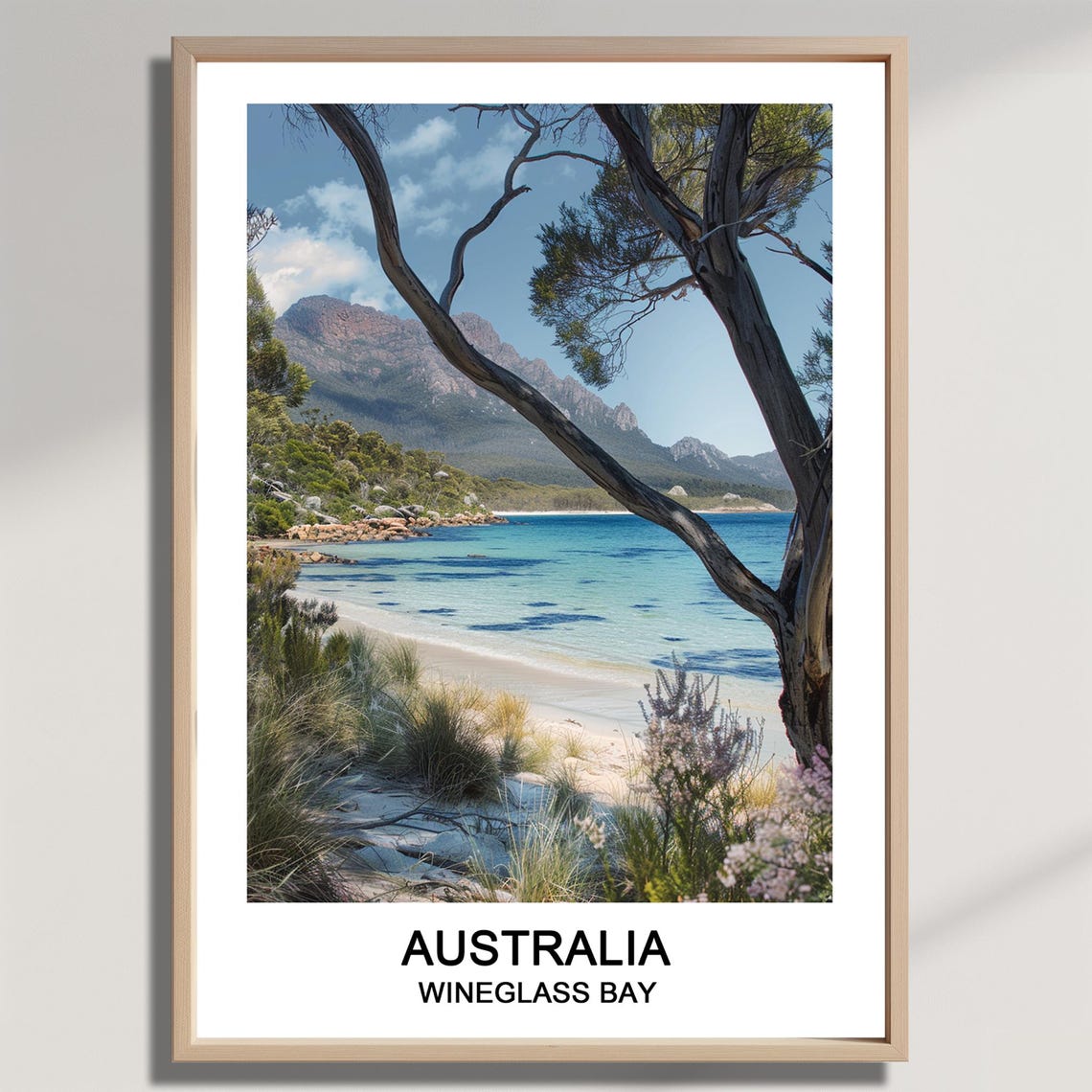 Wineglass Bay Australia Turquoise Beach Tasmania Travel Poster