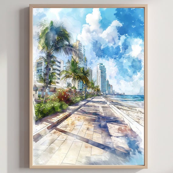 Cancn Mexico Watercolor Print Travel Art Poster