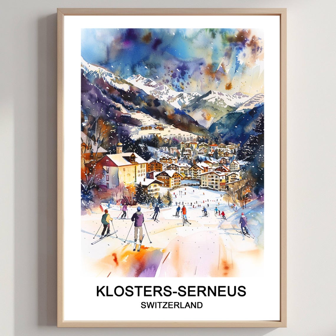 Klosters Serneus Switzerland Ski Resort Alpine Village Travel Poster