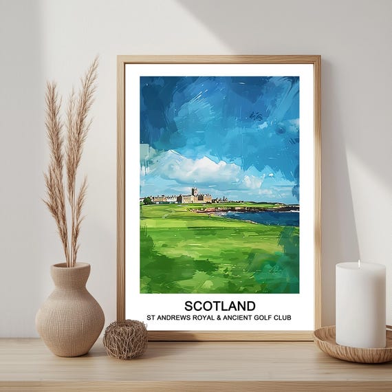 St Andrews Golf Club Watercolor Print Scotland Travel Poster