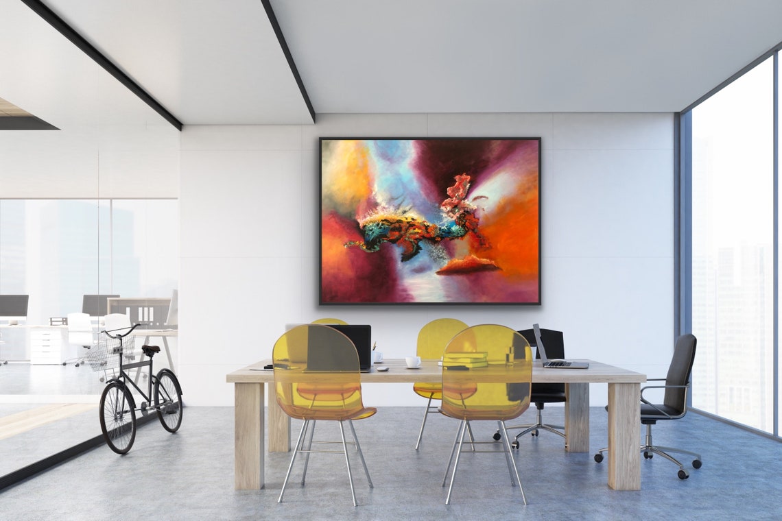 Fiery Red Abstract Painting Bold Modern Art Dynamic Warm Tones Poster