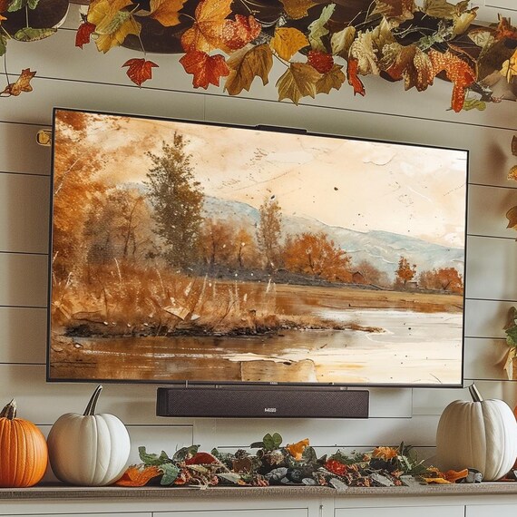 Rustic Autumn Lake Landscape with Golden Fall Colors Art Poster