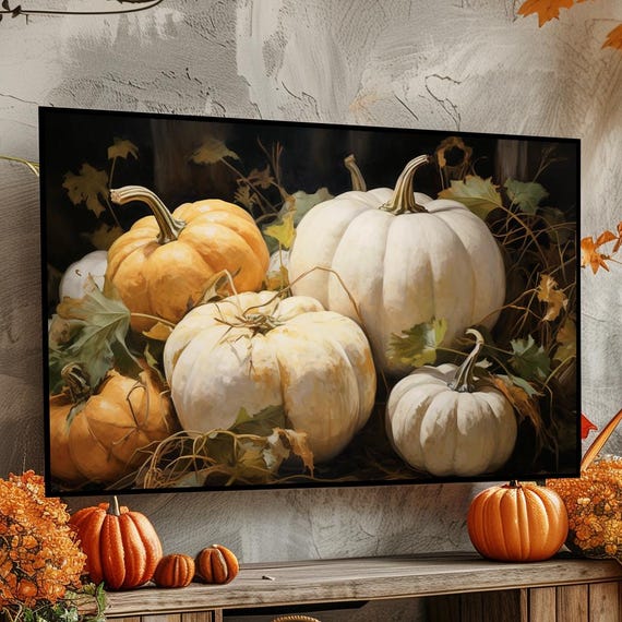 Pumpkin Patch Still Life Tv Art Rustic Autumn Painting