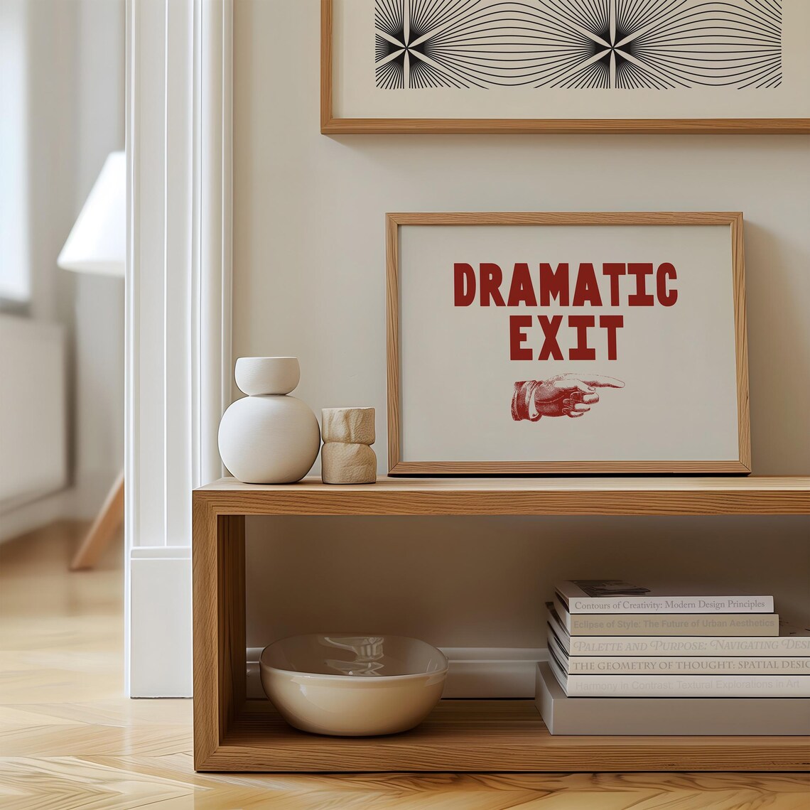 Red Dramatic Exit Poster Funky Retro Wall Art Funny Typography Art Print Trendy Dorm Room Hallway Decor A253 - Image 2