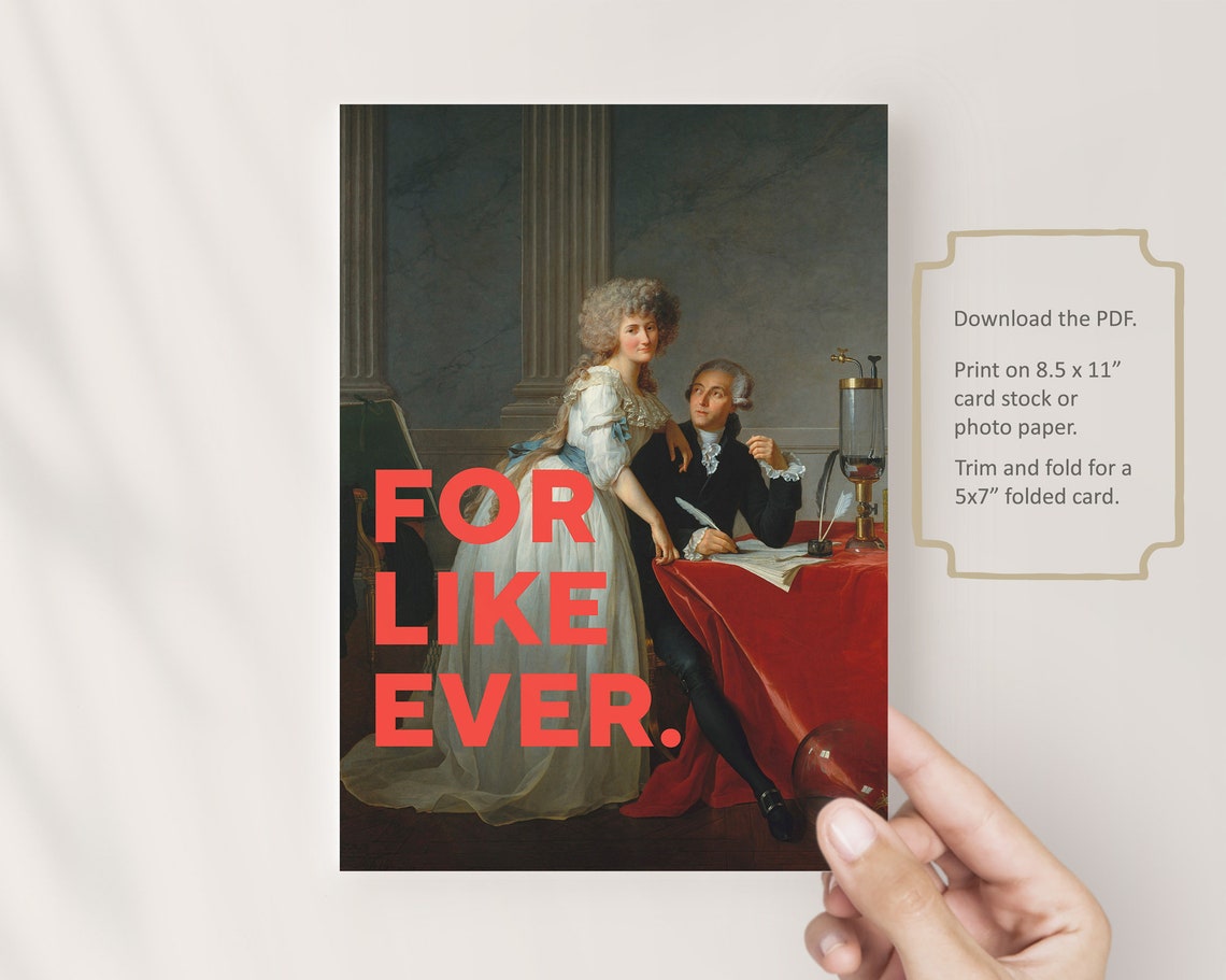 For Like Ever Funny Classical Painting Anniversary Greeting Card Print - Image 3
