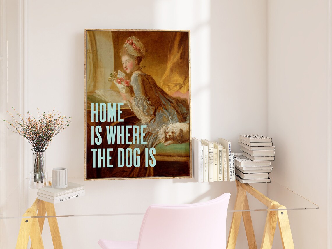 Home Is Where The Dog Is Quote Art Print, Dog Lover - Image 2