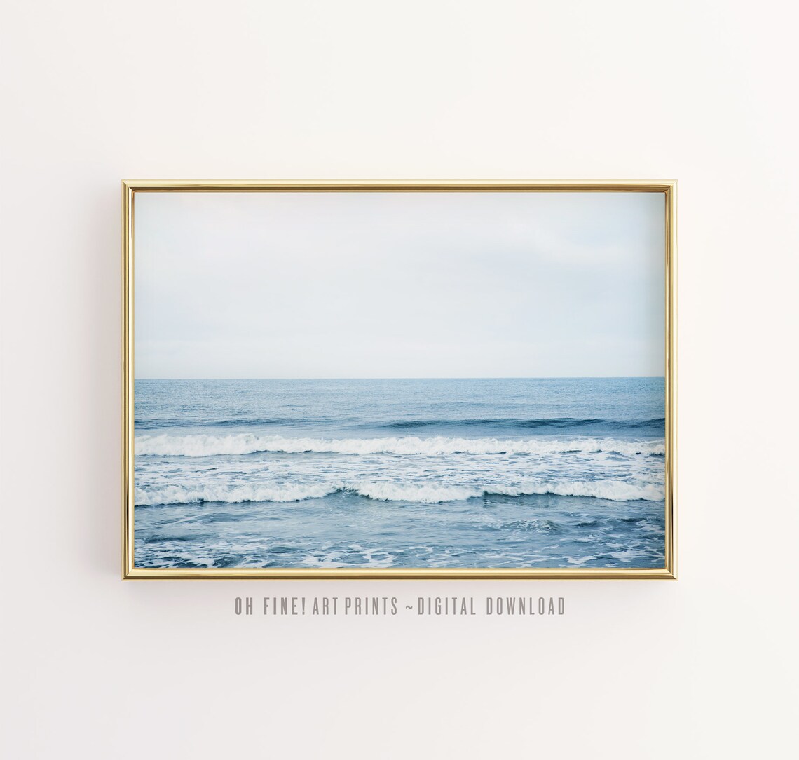 Beach Ocean Photography Print, Blue Living Room Decor