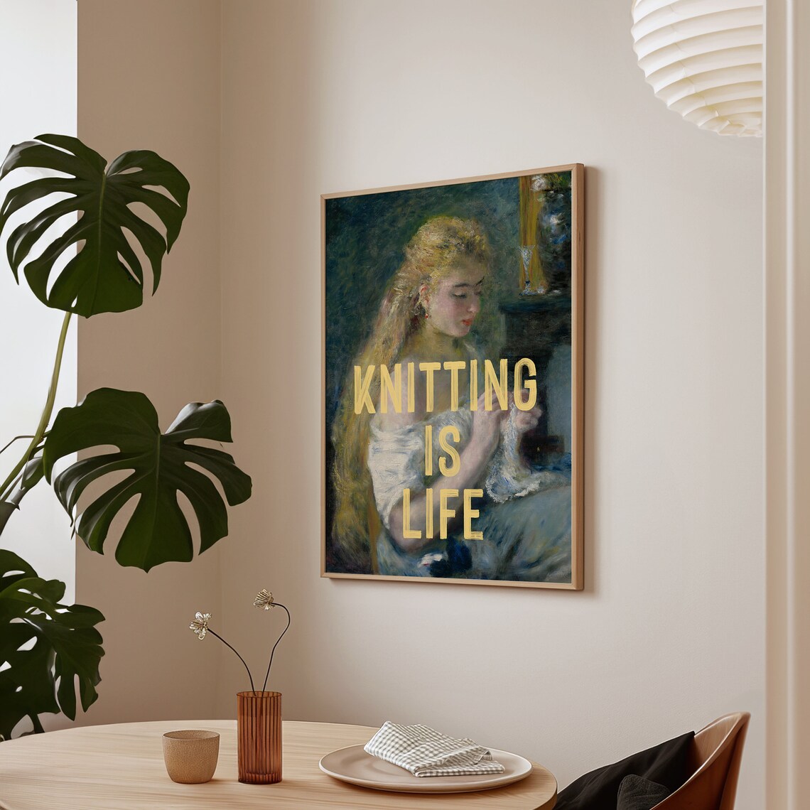 Knitting Is Life Quote Art Print, Vintage Portrait - Image 3