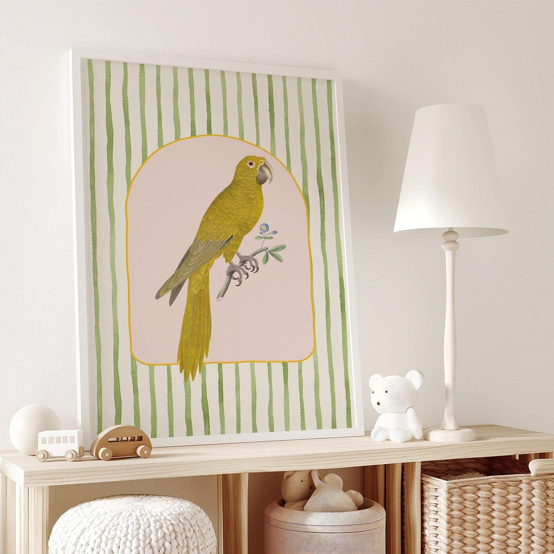 Striped Bird Art Print, Maximalist Nursery Decor - Image 3