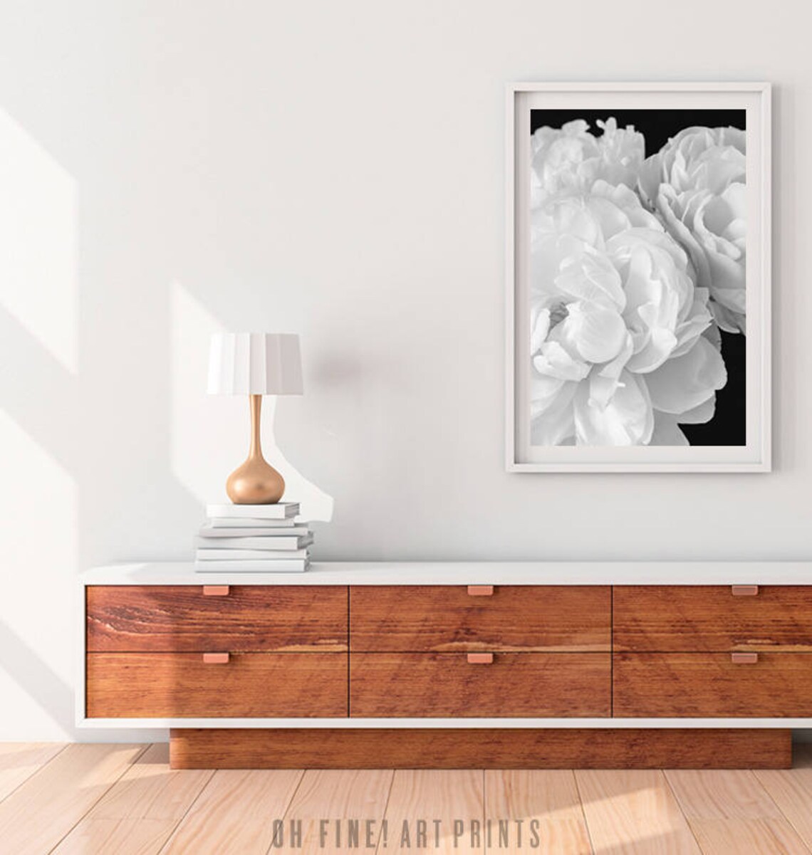 Black And White Peony Botanical Wall Art Print - Image 2