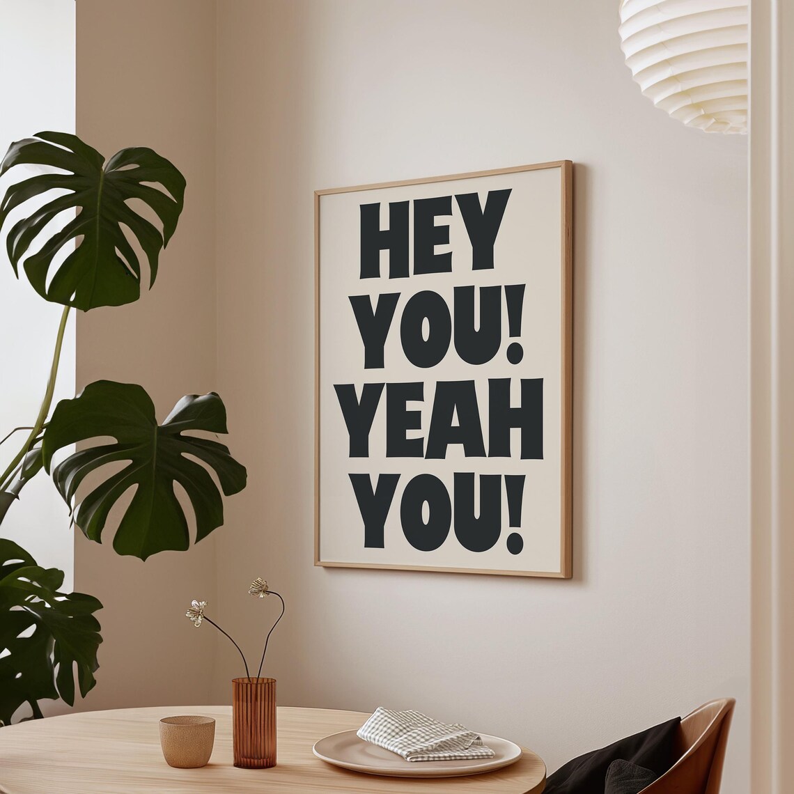 Hey You Black And White Typography Poster Modern Maximalist Decor Trendy Wall Art Prints A182 - Image 2