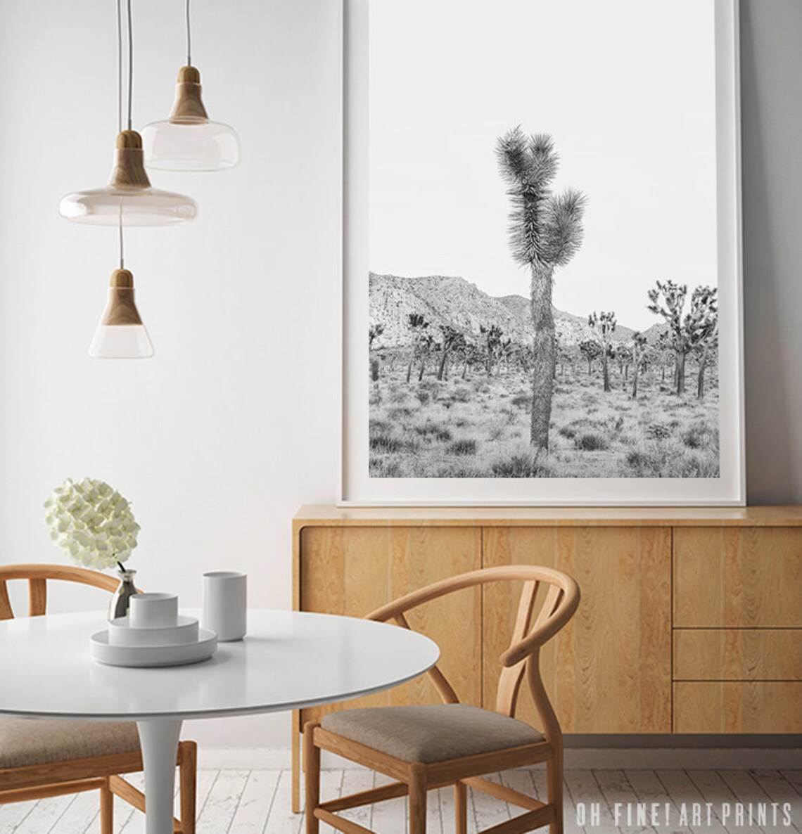 Joshua Tree Cactus Black and White Boho Art Print - Image 3