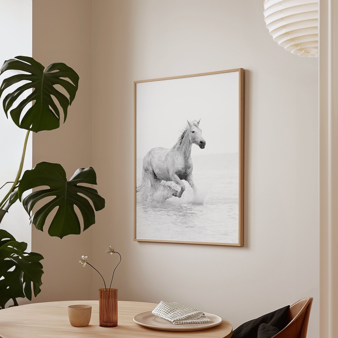 Black-And-White Horse Art Print, Minimalist Decor - Image 3