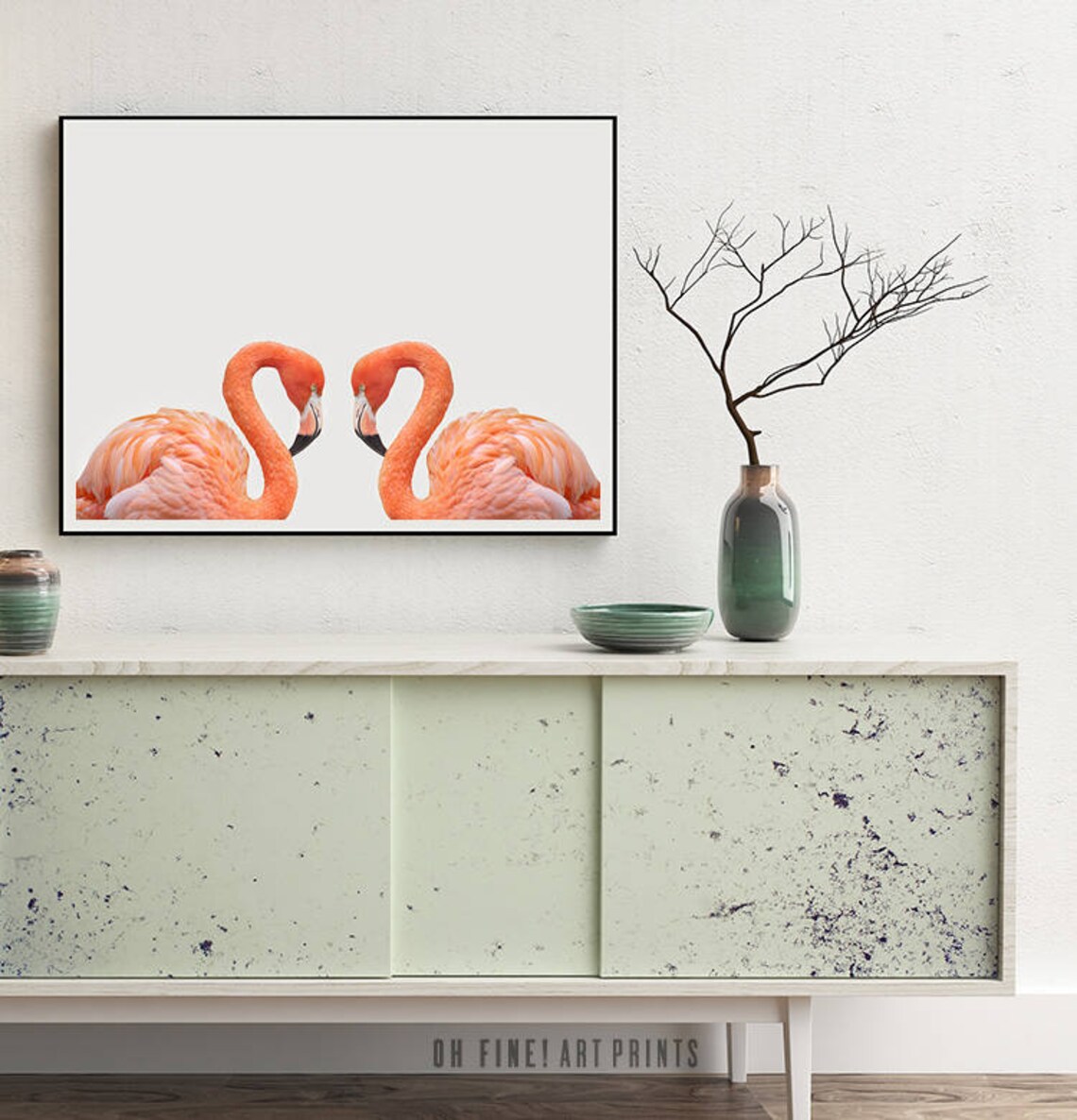 Pink Flamingo Tropical Decor Horizontal Wall Art Print - Image 3