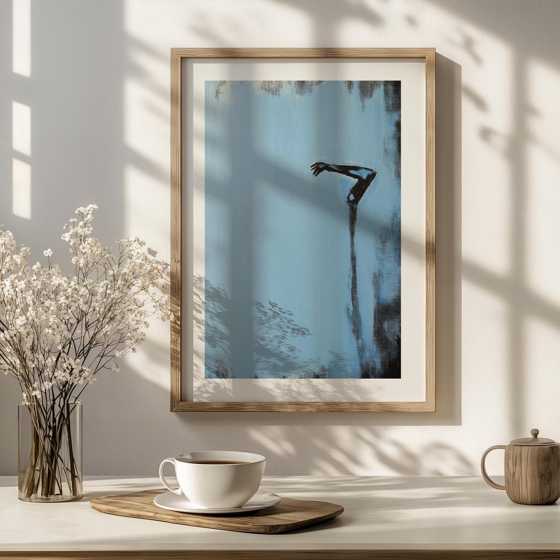 Abstract Black Hole Print Modern Minimalist Blue Wall Art