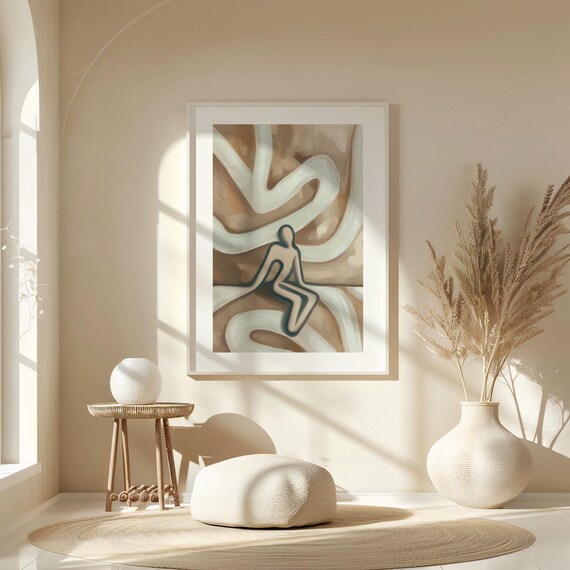 Framed Abstract Art Print Scandinavian Minimalist Home Decor