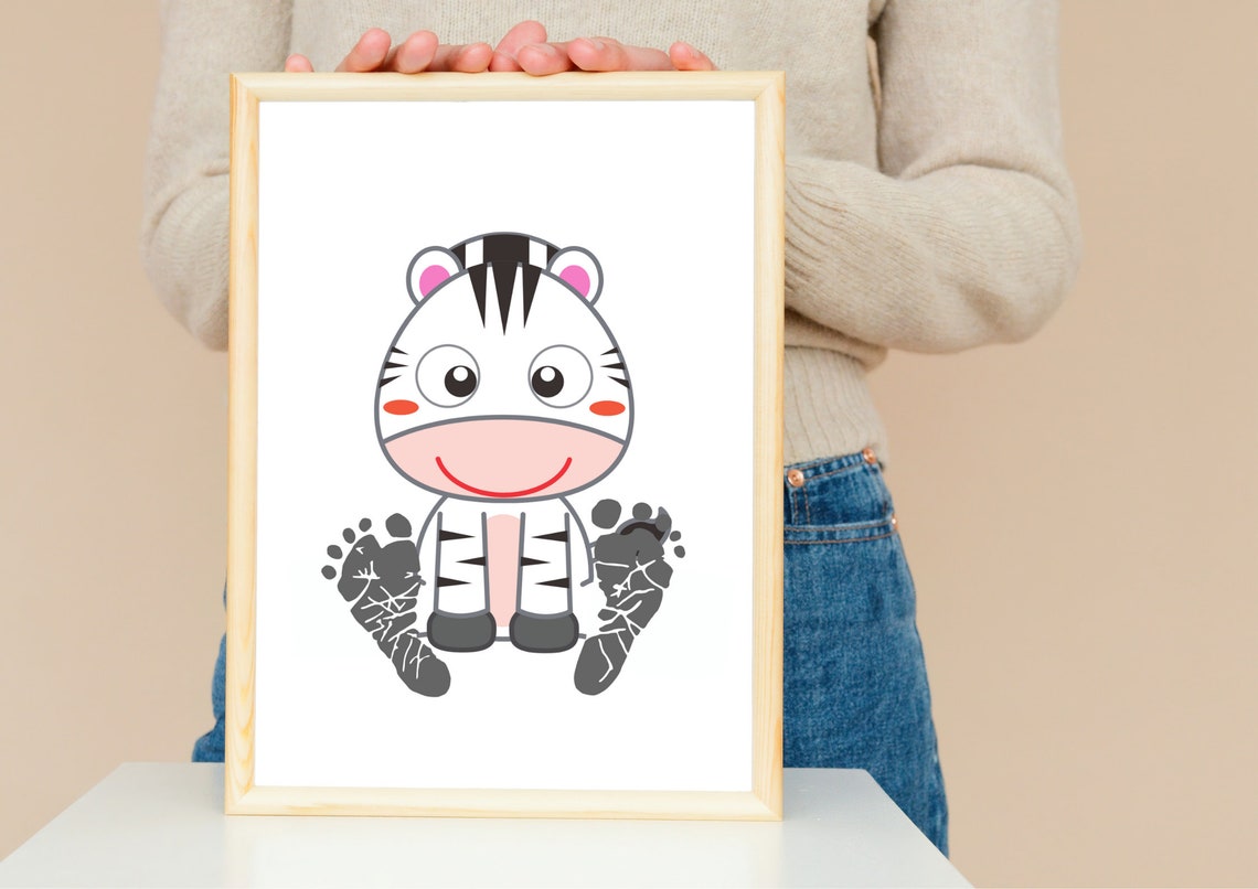 Cute Baby Zebra Footprint Nursery Animal Keepsake Art Poster - Image 4