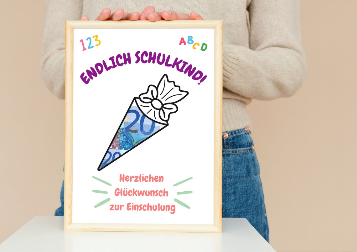 Back to School Money Gift Card School Cone First Day Keepsake Poster - Image 4