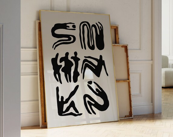 Abstract Matisse Inspired Art Dance Exhibition Poster Print Abstract Black And White Wall Art Funky Aesthetic Poster Modern Gallery