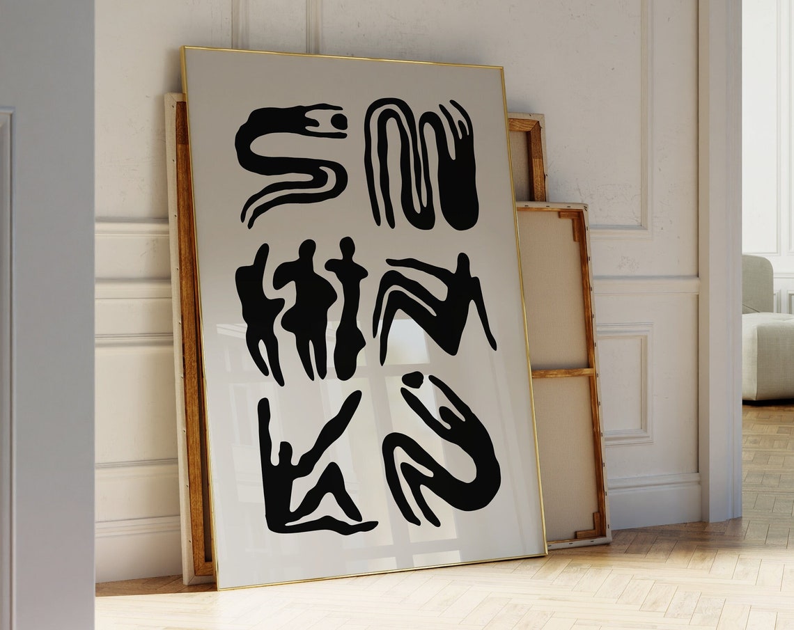 Matisse Style Black Paper Cut Figures White Minimalist Art Poster