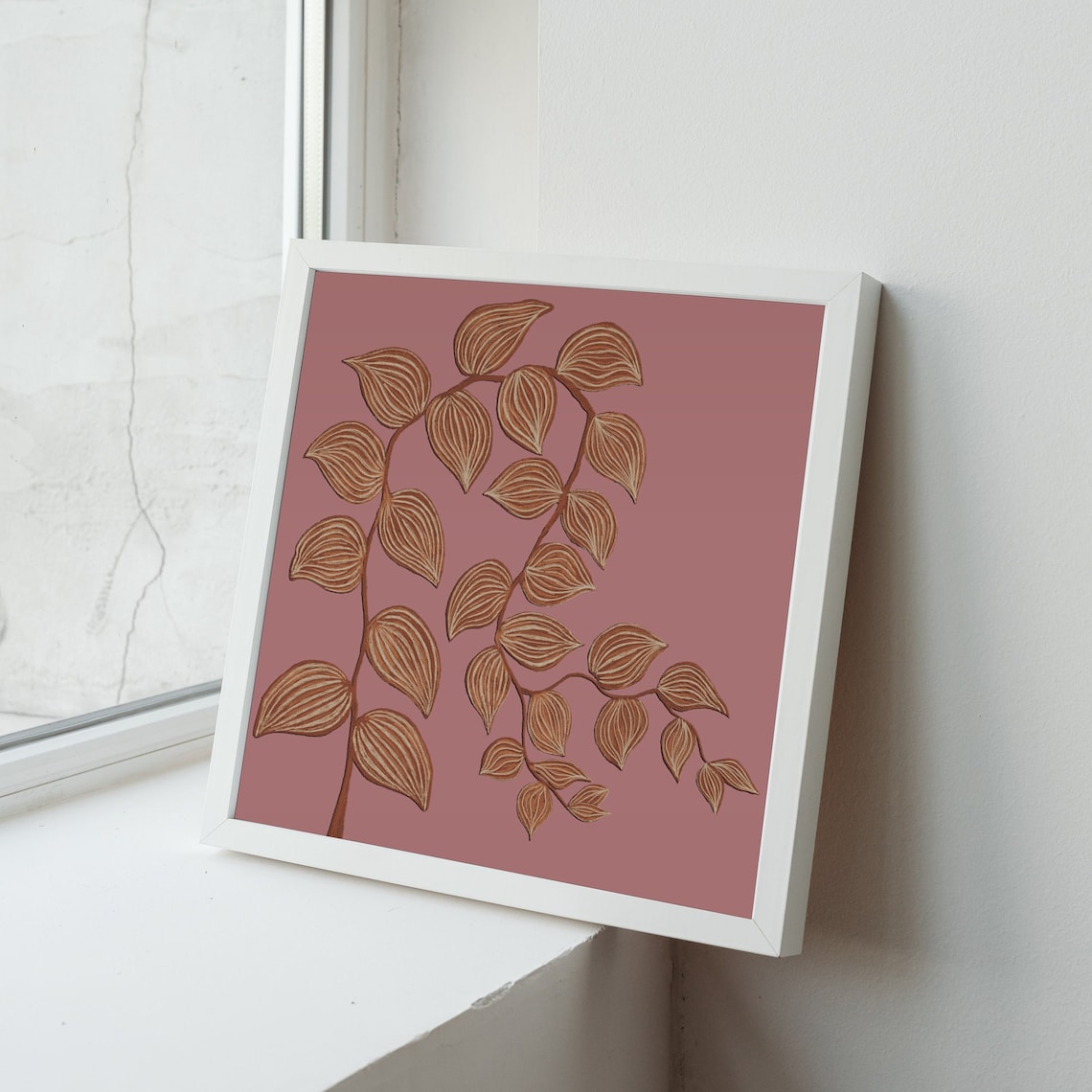 Botanical Wall Print, Pink and Orange Eclectic Art - Image 2