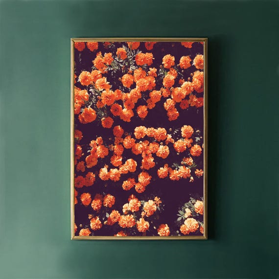 Dark Florals Botanical Wall Art Print, Bedroom Decor
