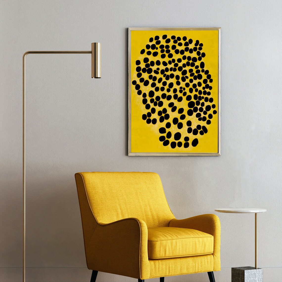 Yellow Mustard Abstract Art Print, Scandi Boho - Image 2