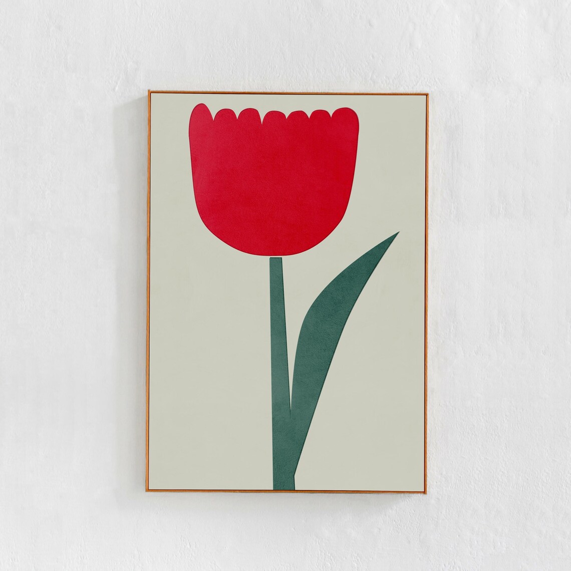 Red Tulip Flower Poster, Scandi Boho Art Print