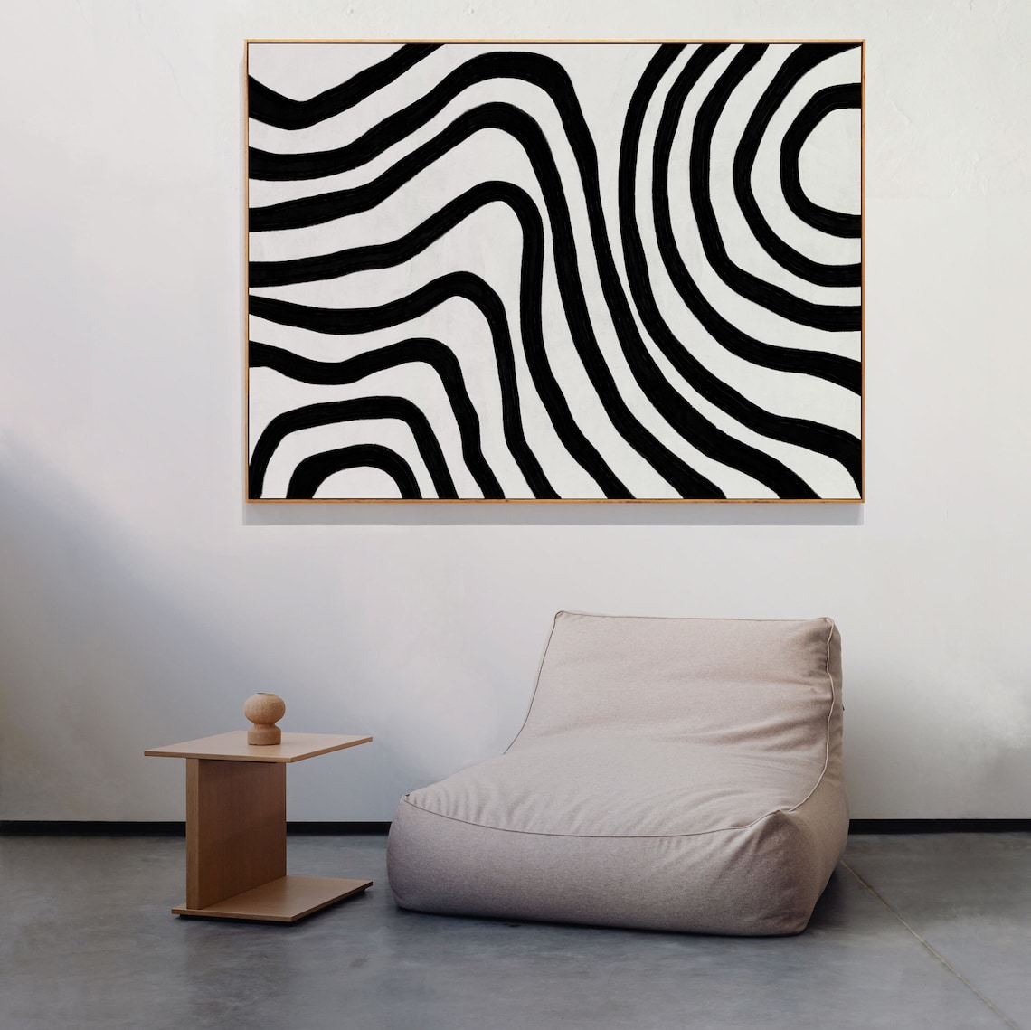 Abstract Bold Black Line Art Print, Scandi Style