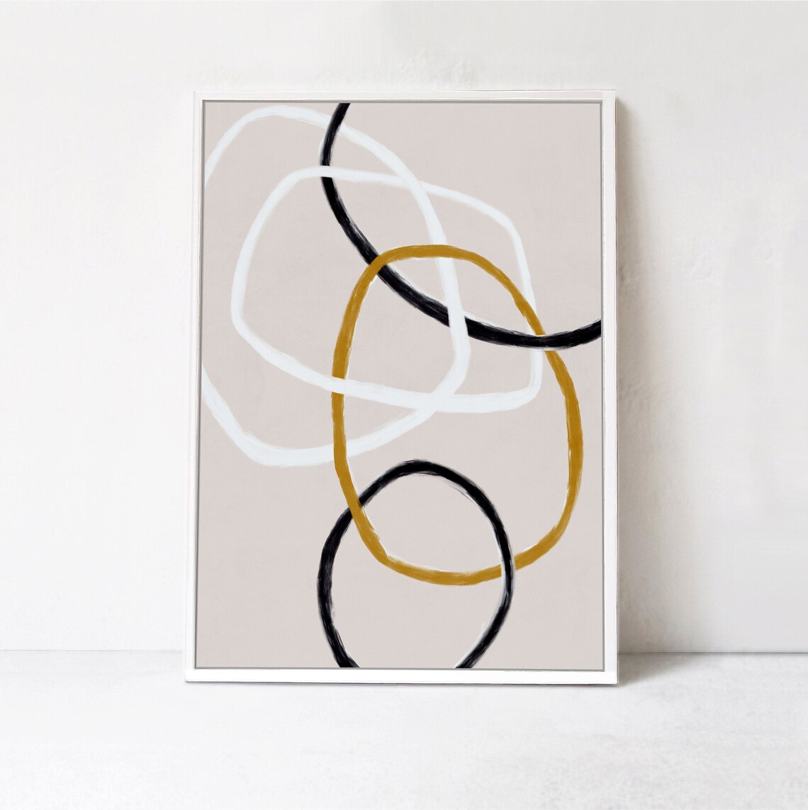 Abstract Art Neutral Tones, Minimal Line Art - Image 2