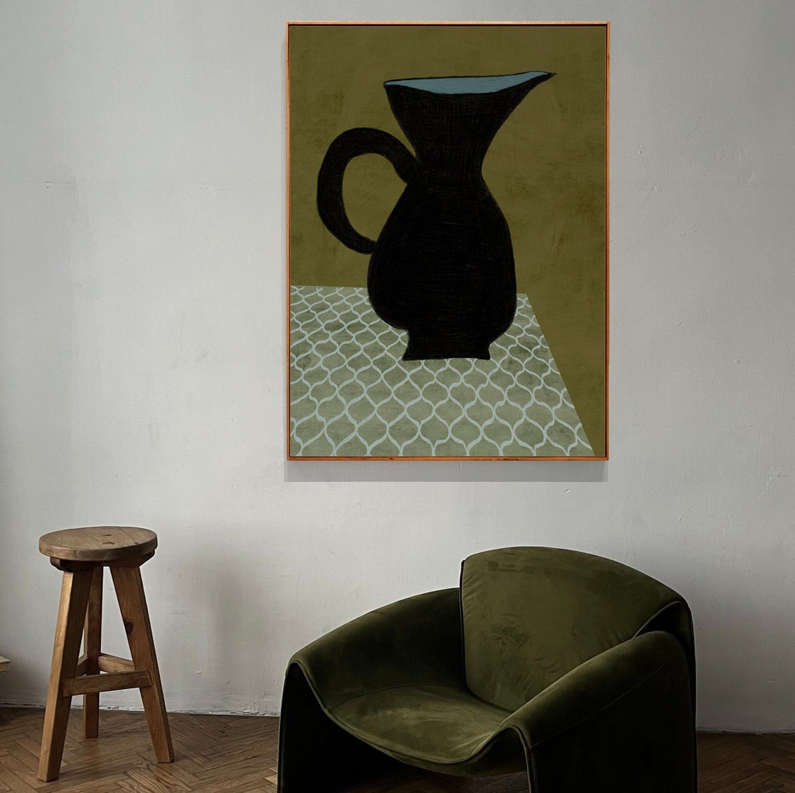 Olive Green Still Life, Contemporary Eclectic Art Print - Image 2