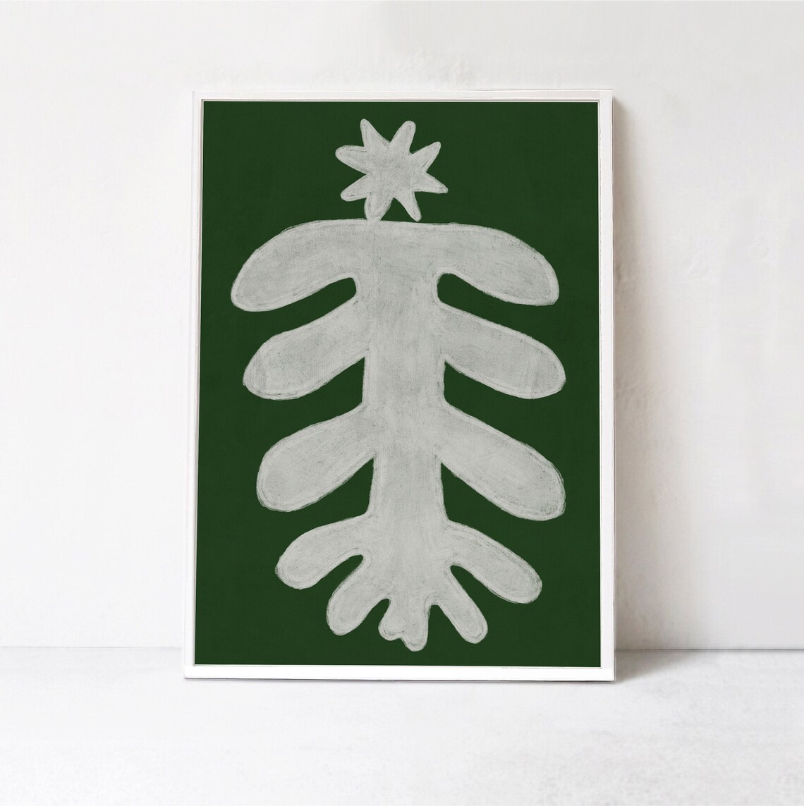 Abstract Christmas Tree, Scandinavian Style Folk Nordic Art