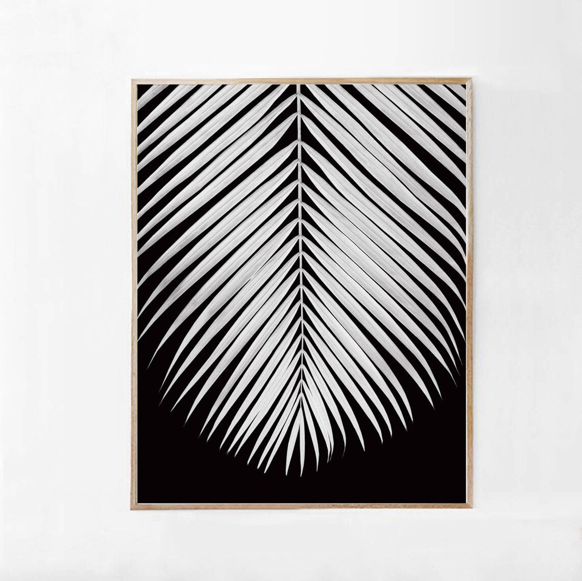 Tropical Leaf Black And White Poster Art Print - Image 2
