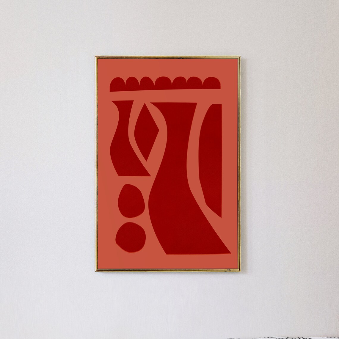 Red Abstract Shapes, Scandi Modern Wall Art