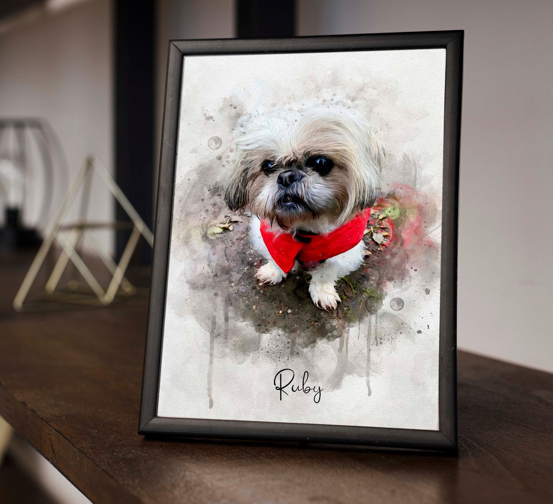 Watercolor Pet Portrait Painting From Photo Dog Portrait Cat Portrait Pet Memorial Gift Pet Lover Birthday Gift Pet Gift Mom Christmas Gift - Image 3