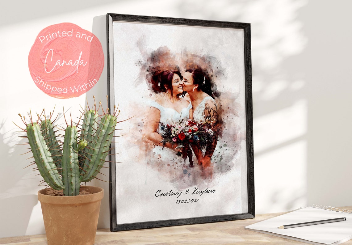 Couple Painting From Photo Family Illustration Wedding Couple Portrait Printanniversary Gift For Wife Husband Partnerwatercolor Wall Art - Image 2