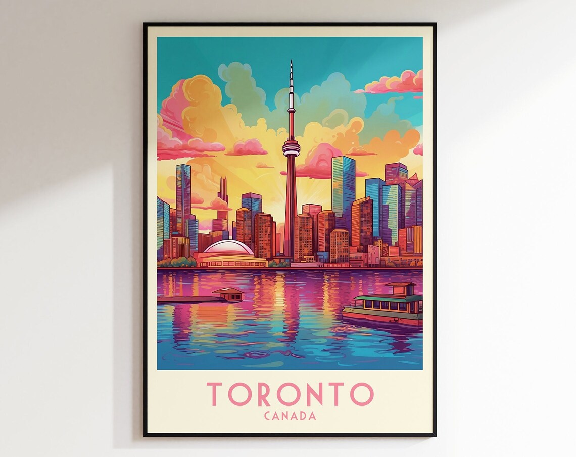 Toronto Canada CN Tower Sunset Skyline Waterfront Travel Poster - Image 4