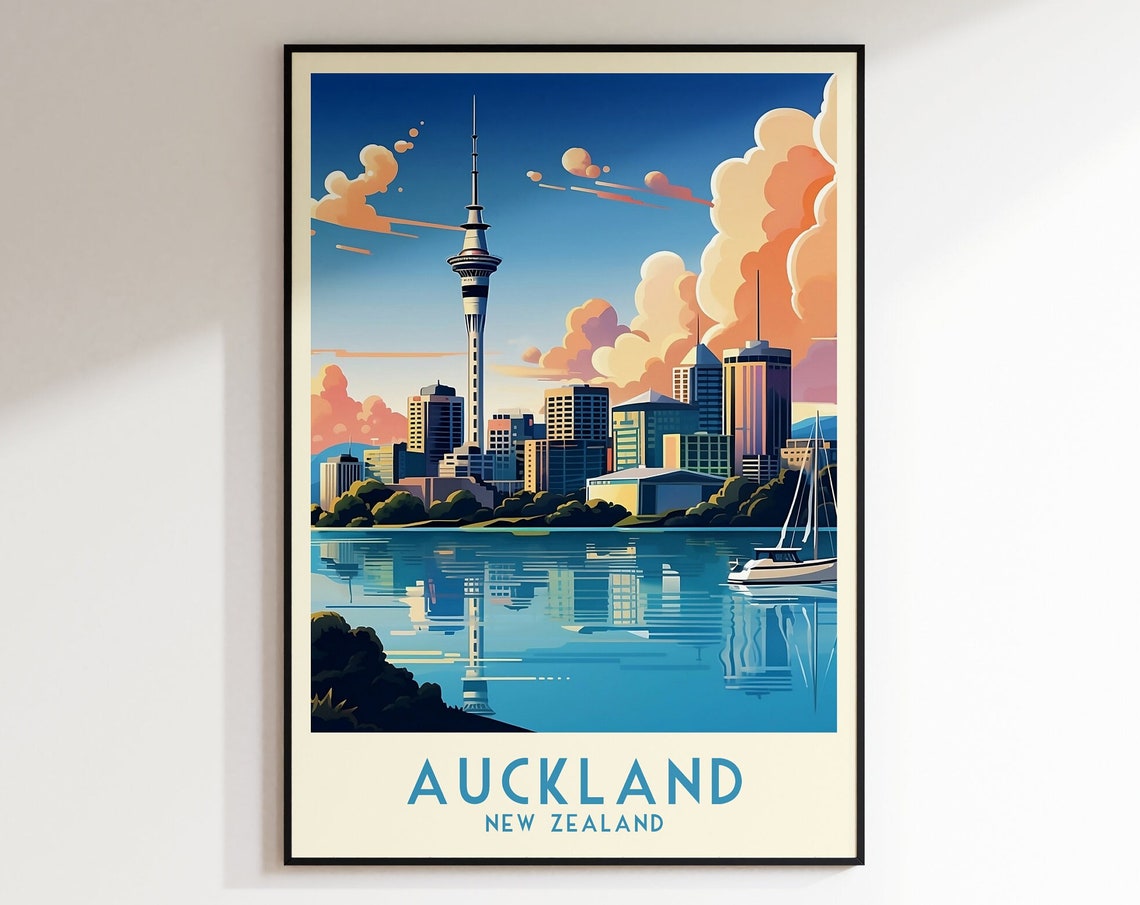 Auckland Travel Print New Zealand Print New Zealand Wall Art Home Decor Wedding Gift Birthday Gift Print Poster Downloads
