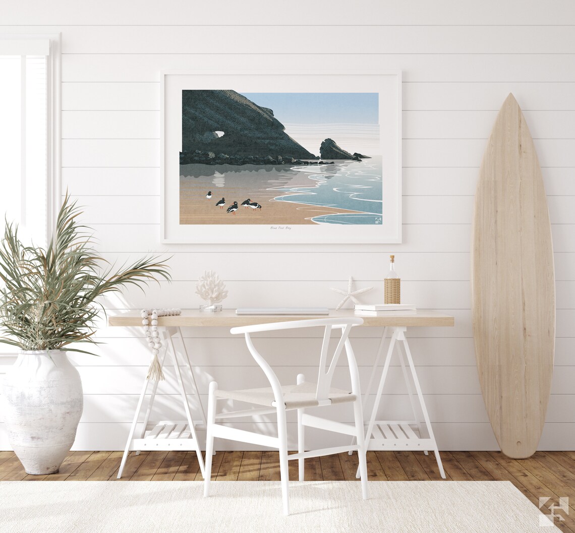 Blue Pool Bay Gower Wales Travel Poster, Landscape - Image 2