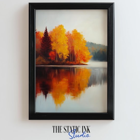 Serene Golden Birch Trees Reflected In A Calm Autumn Lake Poster
